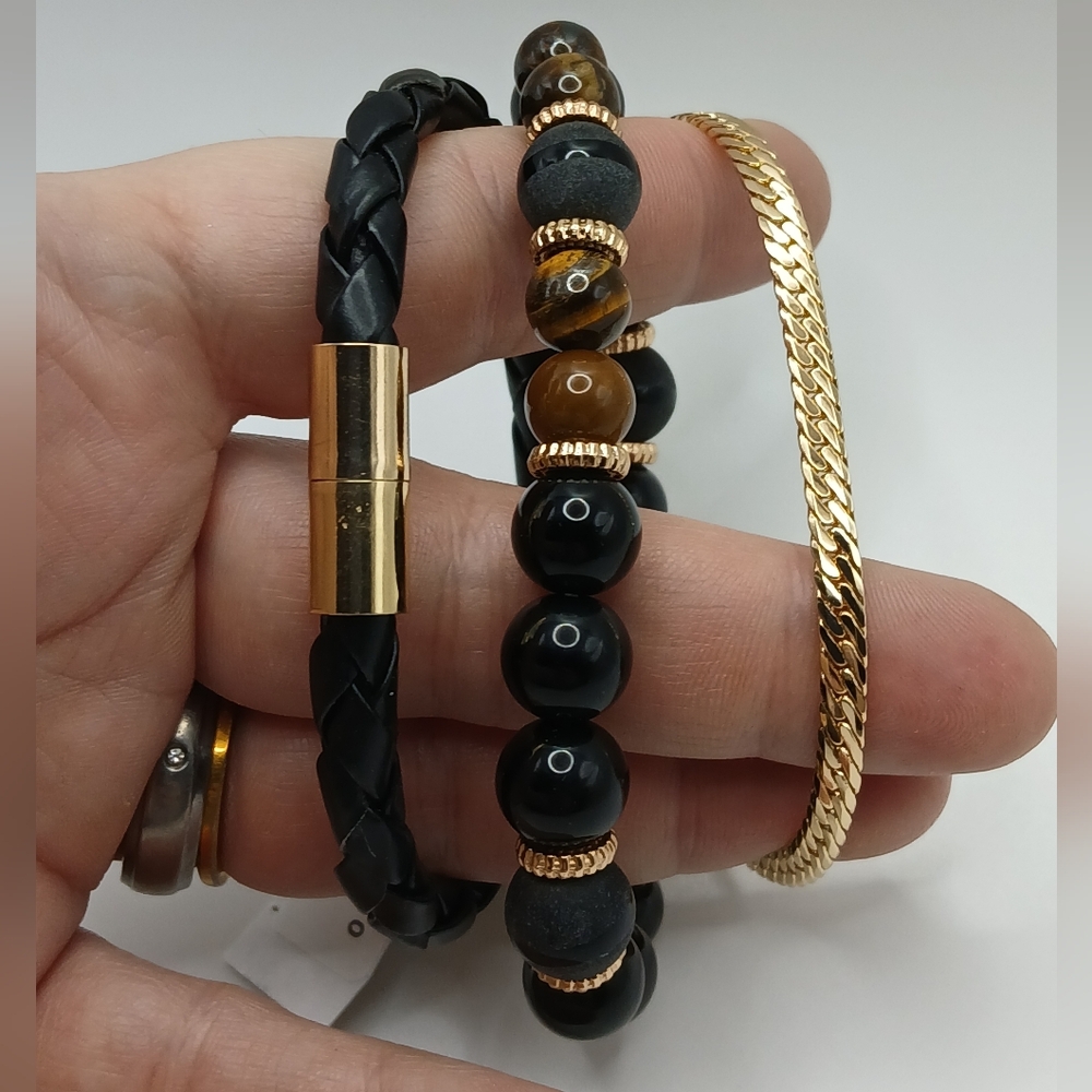 Guess Black and Gold Bracelet Trio